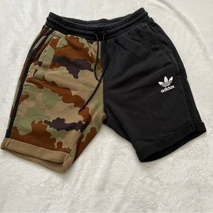 Adidas Sweat Shorts - Half & Half - Black & Camo - Medium